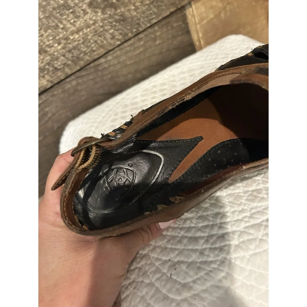 Ariat Sandals Del Ray Leather‎ Black Brown Adjustable Sz 6.5 B